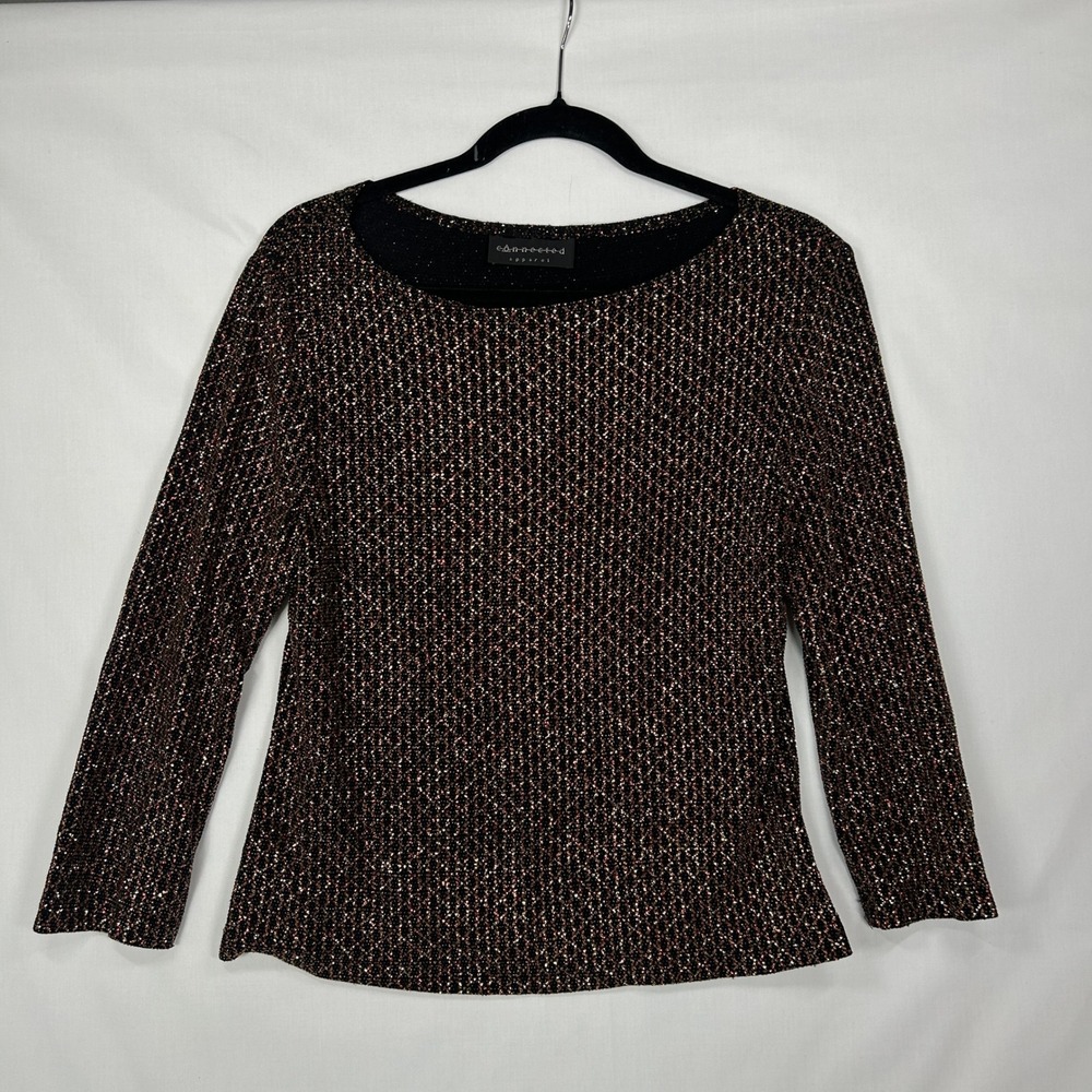 Vintage Connected Apparel Rose Gold Metallic Shimmer Knit Top Women's M/L